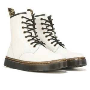 Dr Martens Zavala White Leather Combat Boot Women's Sz6 Men's Sz7